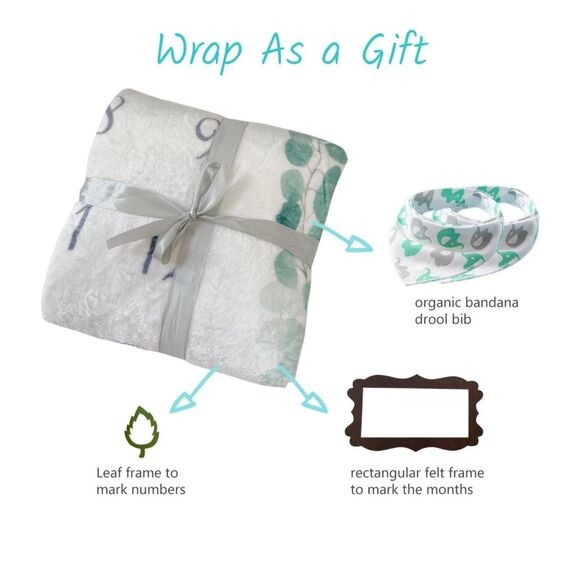 Twins Baby Milestone Blanket Neutral Boho Leaf Wreath Photography Backdrop, NEW - Picture 2 of 4